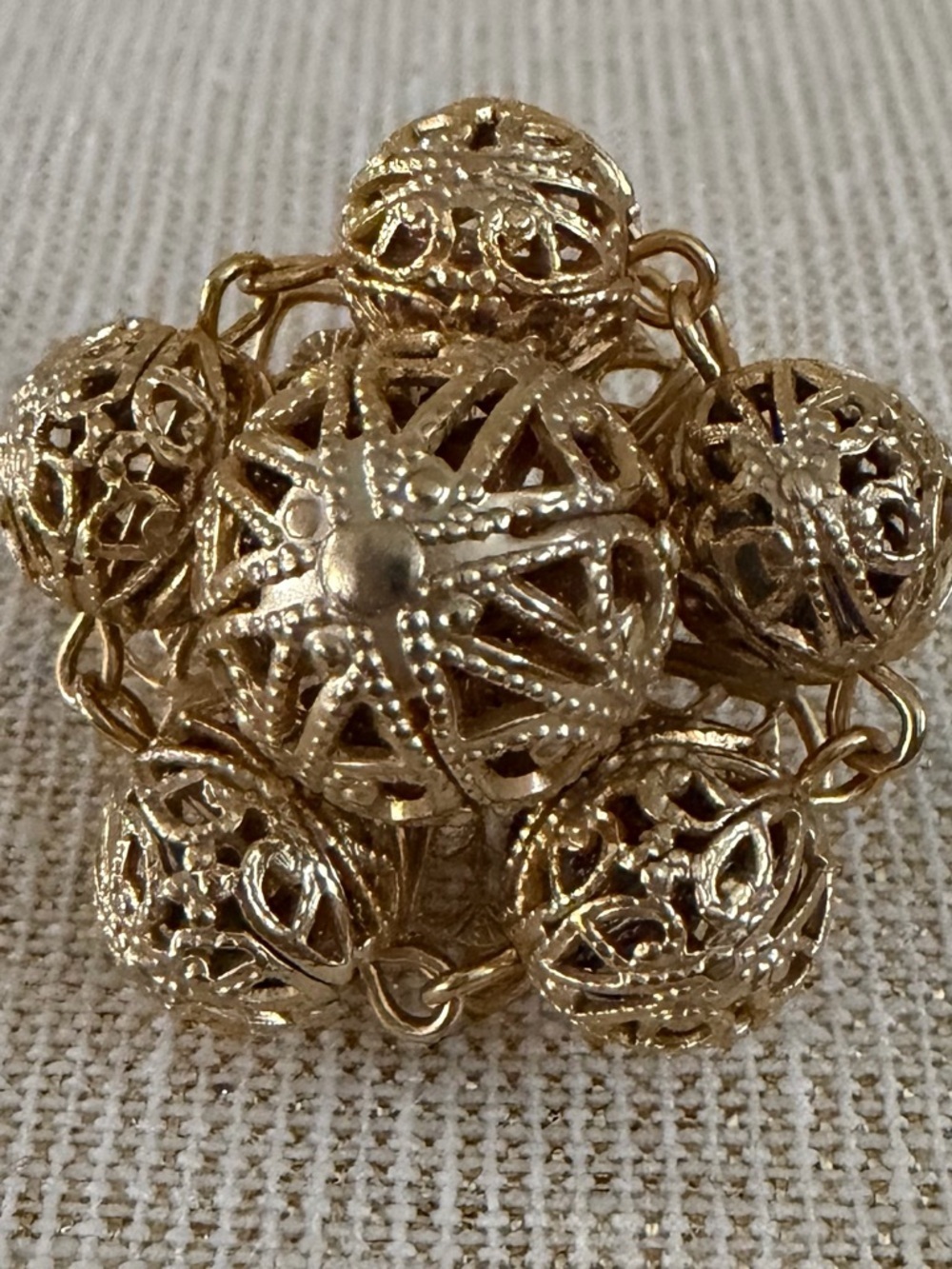 Vintage-Inspired Gold Filigree Cluster Clip Earrings - Gold - Picture 2 of 4